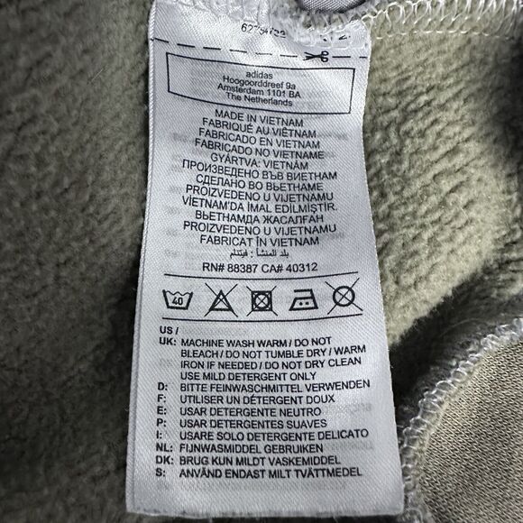 Adidas Color Block Essential 3-stripe Logo Mens Size XL, Tan Green Gray Hoodie - Picture 3 of 5